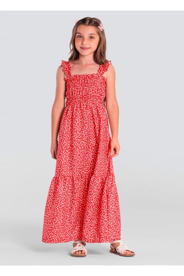 Vestido longo infantil menina de florzinhas Mundi - 10