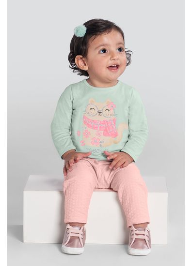 Blusa bebê menina gatinho com glitter Brandili Baby - G