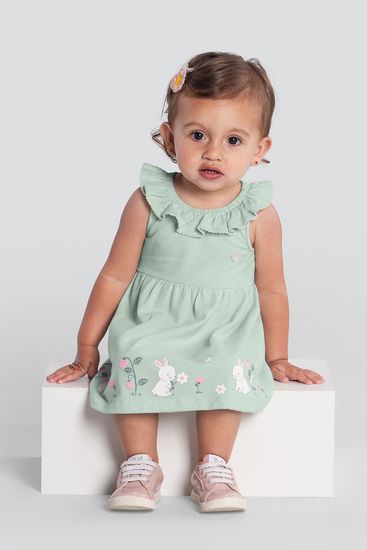 Vestido bebê menina coelhinho Brandili Baby - G