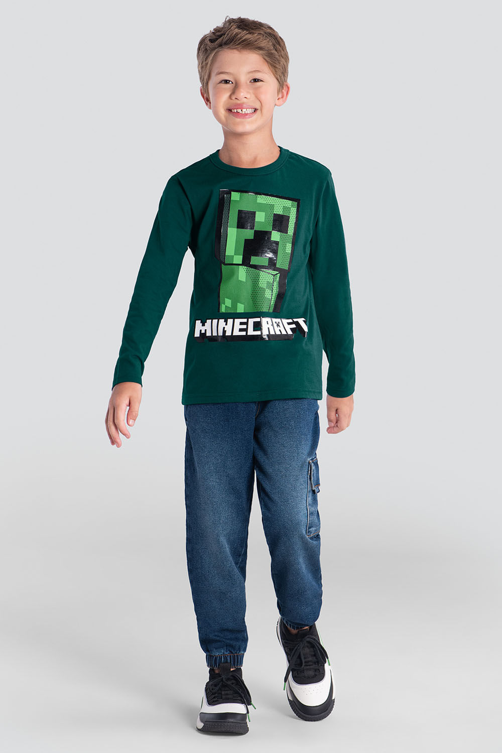 Camiseta infantil menino Minecraft em gel Brandili