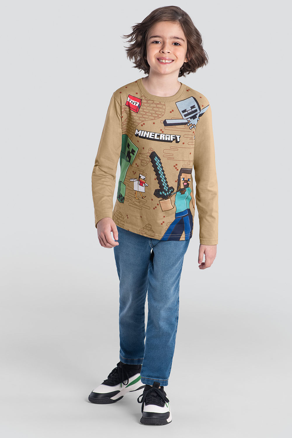Camiseta infantil menino Minecraft Brandili