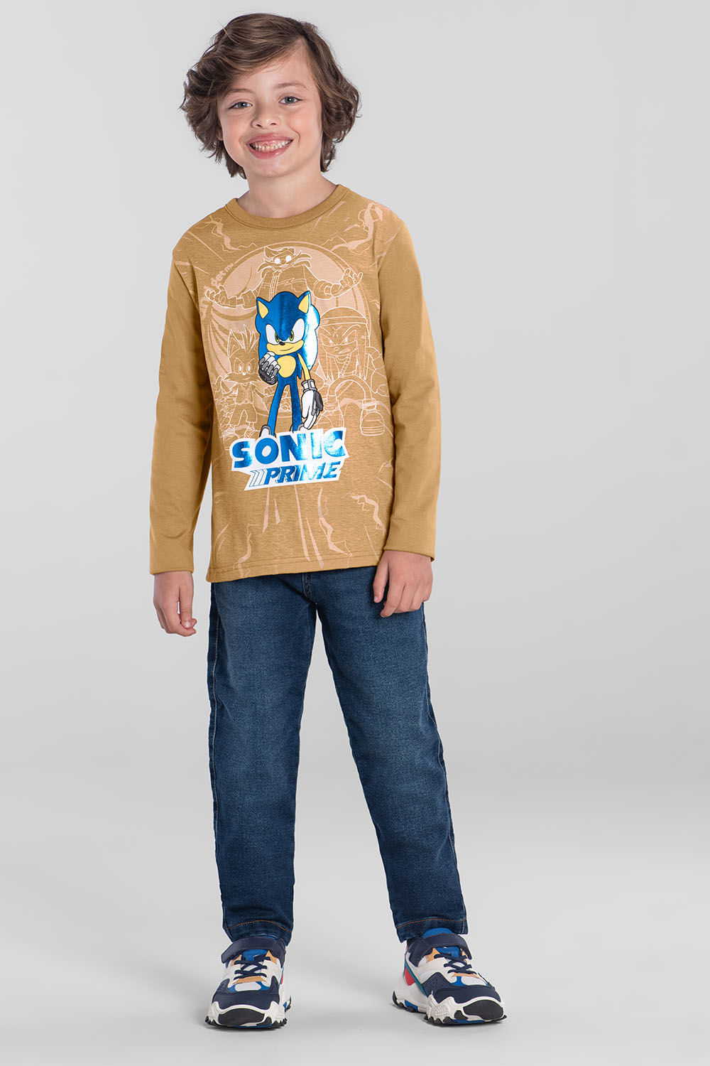 Camiseta infantil menino Sonic Brandili