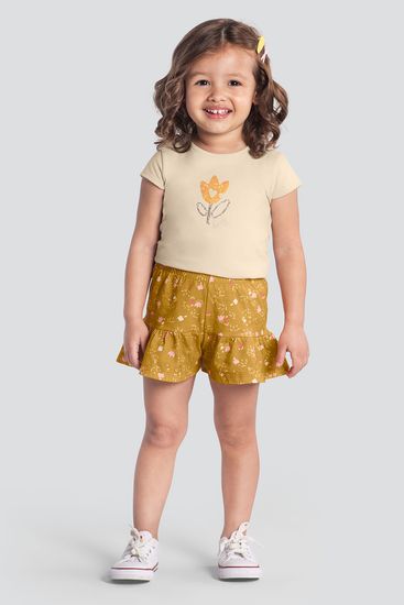 Conjunto infantil menina brilhante de flores Brandili - 1