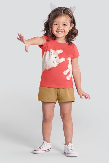 Conjunto infantil menina de gatinho Brandili - 1