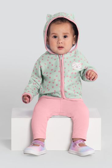 Conjunto bebê menina de gatinho Brandili Baby - G