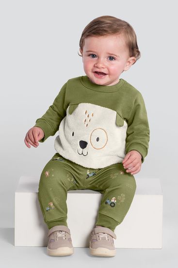 Conjunto bebê menino em moletom de cachorrinho Brandili Baby - G