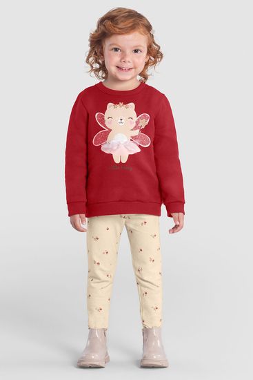 Conjunto infantil menina floral de ursinho brilhante Brandili - 1