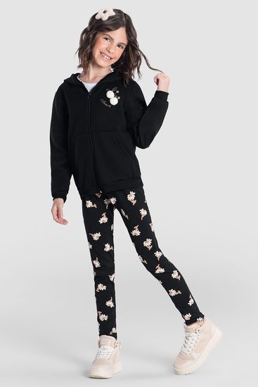 Conjunto infantil menina florido com pompom Brandili - 12
