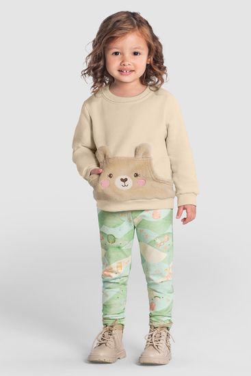 Conjunto infantil menina peluciado de ursinho Brandili - 1