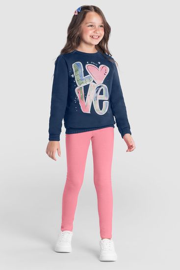 Conjunto infantil menina com escrita em glitter Brandili - 12