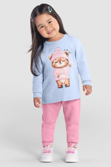 Conjunto infantil menina de ursinho com glitter Brandili - 1