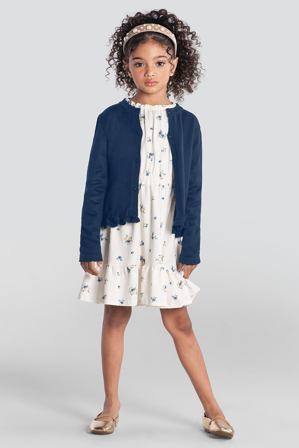 Cardigã infantil menina em tricot Mundi