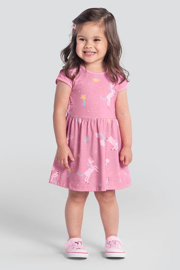 Vestido infantil menina de unicórnio brandili -1