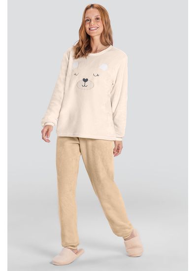 Pijama adulto feminino peluciado de ursinho Brandili - G