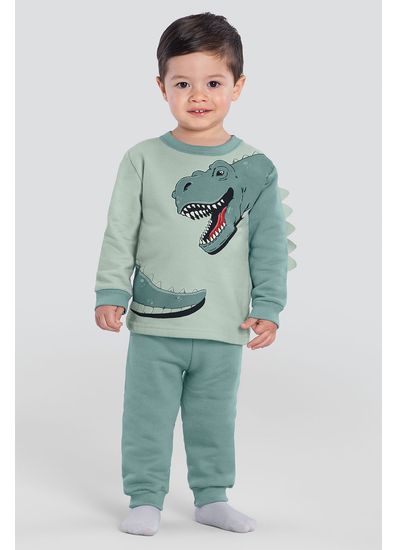 Pijama infantil menino de dinossauro brilha no escuro Brandili - 1