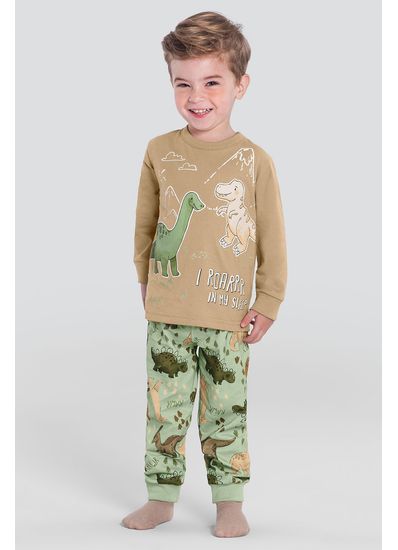 Pijama infantil menino dinossauros brilha no escuro Brandili - 1