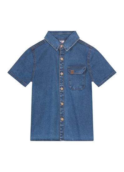 Camisa jeans infantil menino com bolso Brandili - 10