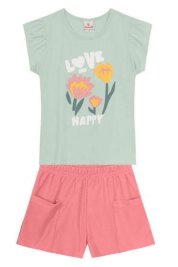 Conjunto infantil menina de flores com glitter Brandili - 12