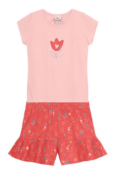 Conjunto infantil menina brilhante de flores Brandili - 1