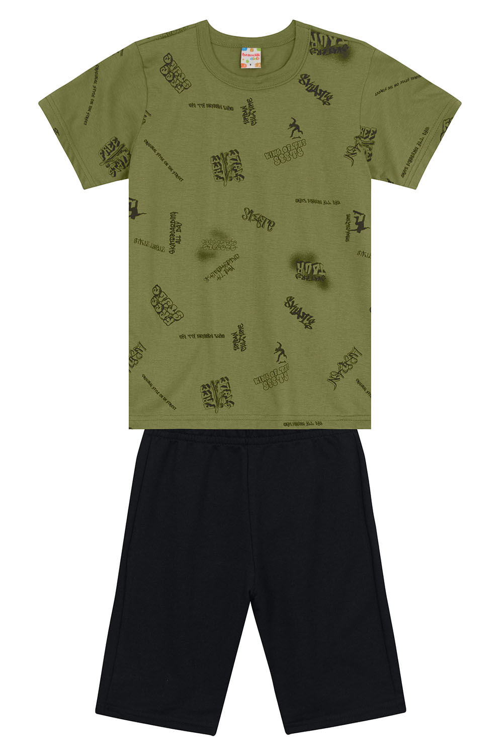 Conjunto infantil menino de skate em malha Brandili