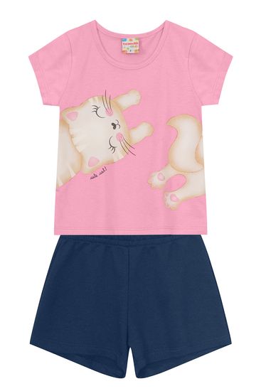 Conjunto infantil menina de gatinho Brandili - 1