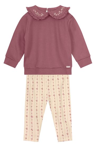 Conjunto bebê menina florido com babado Mundi - G