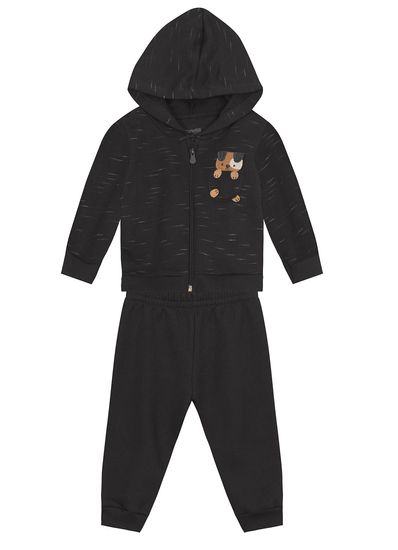Conjunto bebê menino com cachorrinho bordado Brandili Baby - G