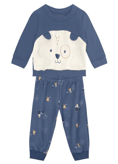Conjunto bebê menino em moletom de cachorrinho Brandili Baby - G