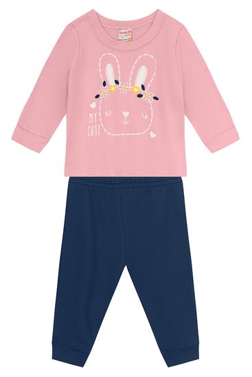 Conjunto infantil menina de coelhinho com glitter Brandili - 1