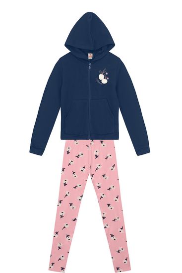 Conjunto infantil menina florido com pompom Brandili - 12