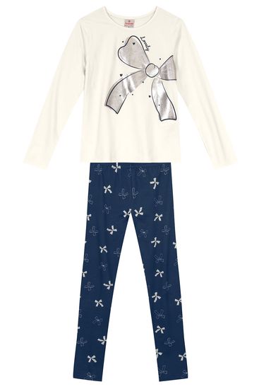 Conjunto infantil menina de lacinho metalizado Brandili - 10