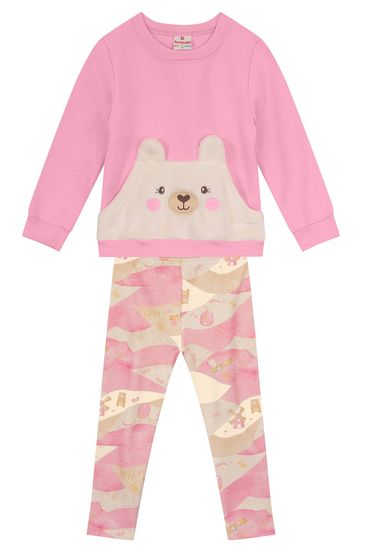 Conjunto infantil menina peluciado de ursinho Brandili - 1