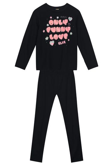 Conjunto infantil menina escrita com glitter Brandili - 12