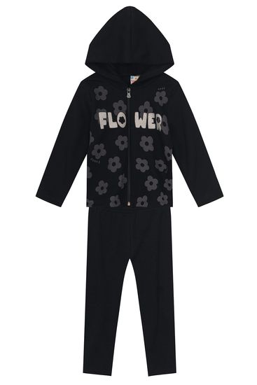 Conjunto infantil menina de florzinha com glitter Brandili - 1