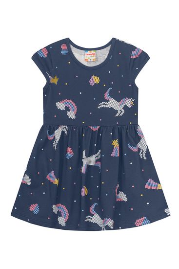 Vestido infantil menina de unicórnio brandili -10
