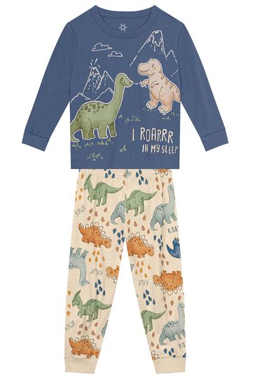 Pijama infantil menino dinossauros brilha no escuro Brandili - 2
