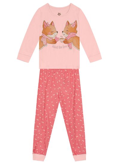 Pijama infantil menina de raposinha brilha no escuro Brandili - 1