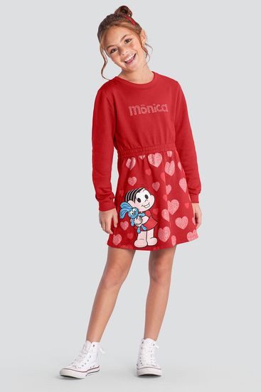Vestido infantil menina Turma da Monica Brandili