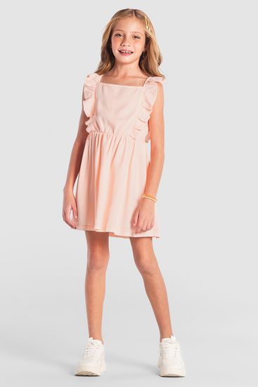 Vestido jeans infantil menina com babados Brandili - 10