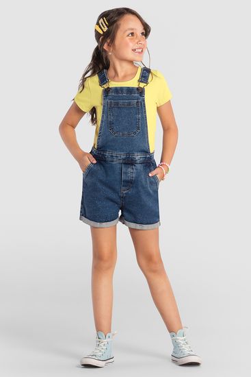 Jardineira jeans super comfort infantil menina Brandili - 4