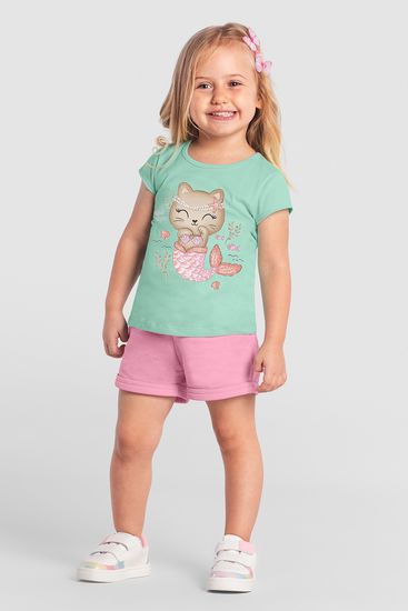 Blusa infantil menina de gato sereia Brandili - 1