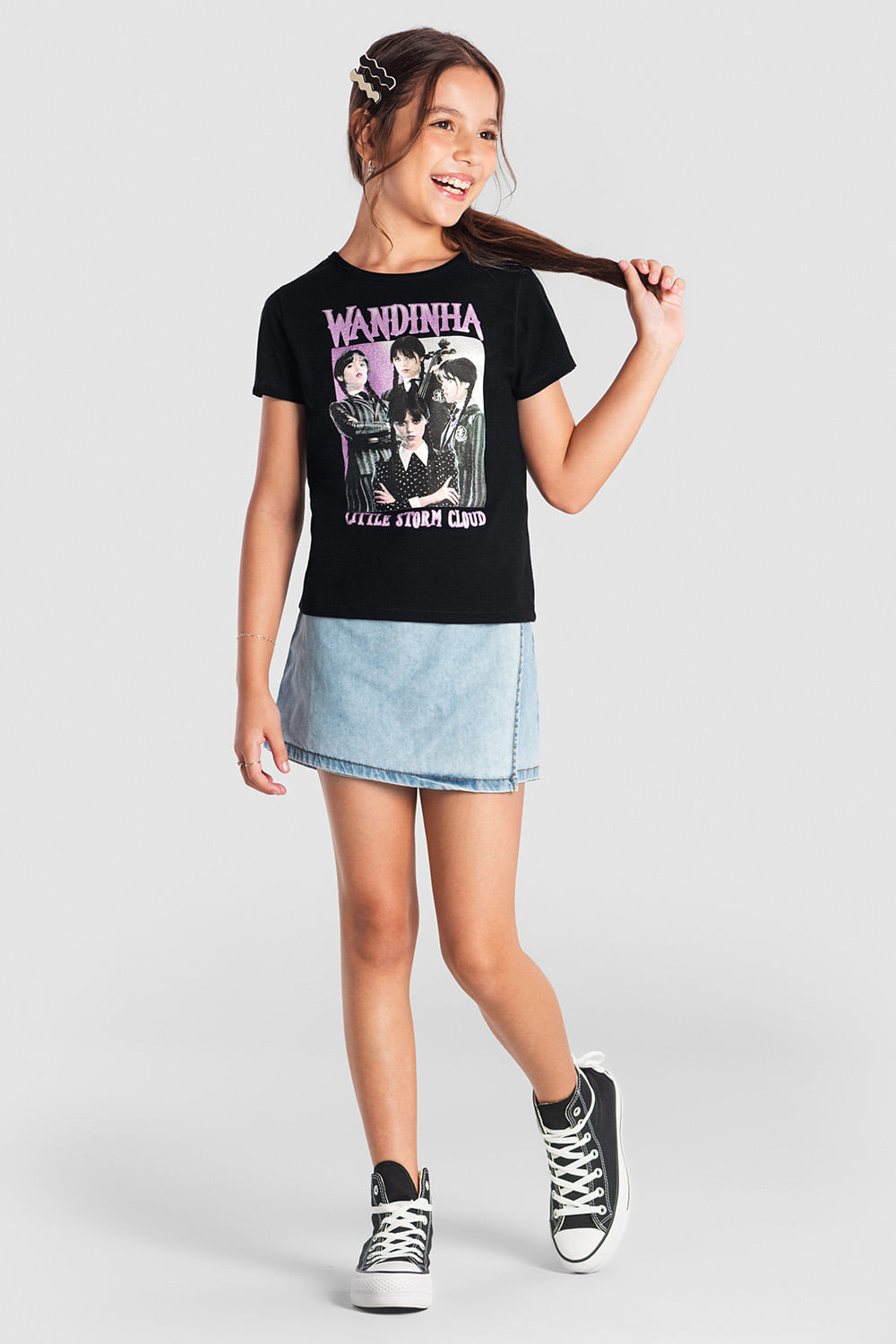 Blusa infantil menina da wandinha Brandili