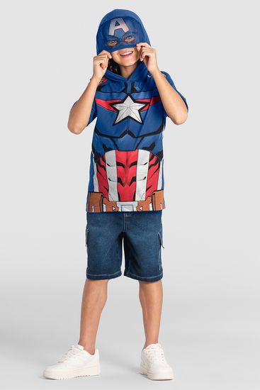 Camiseta infantil menino dos vingadores com capuz Brandili - 10