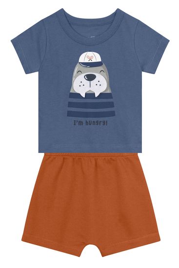 Conjunto bebê menino de leão marinho Brandili Baby - P