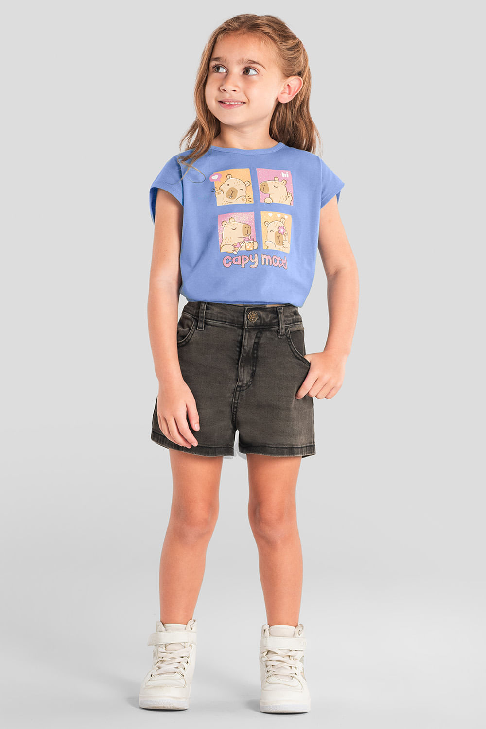 Blusa infantil menina de capivara com glitter Brandili