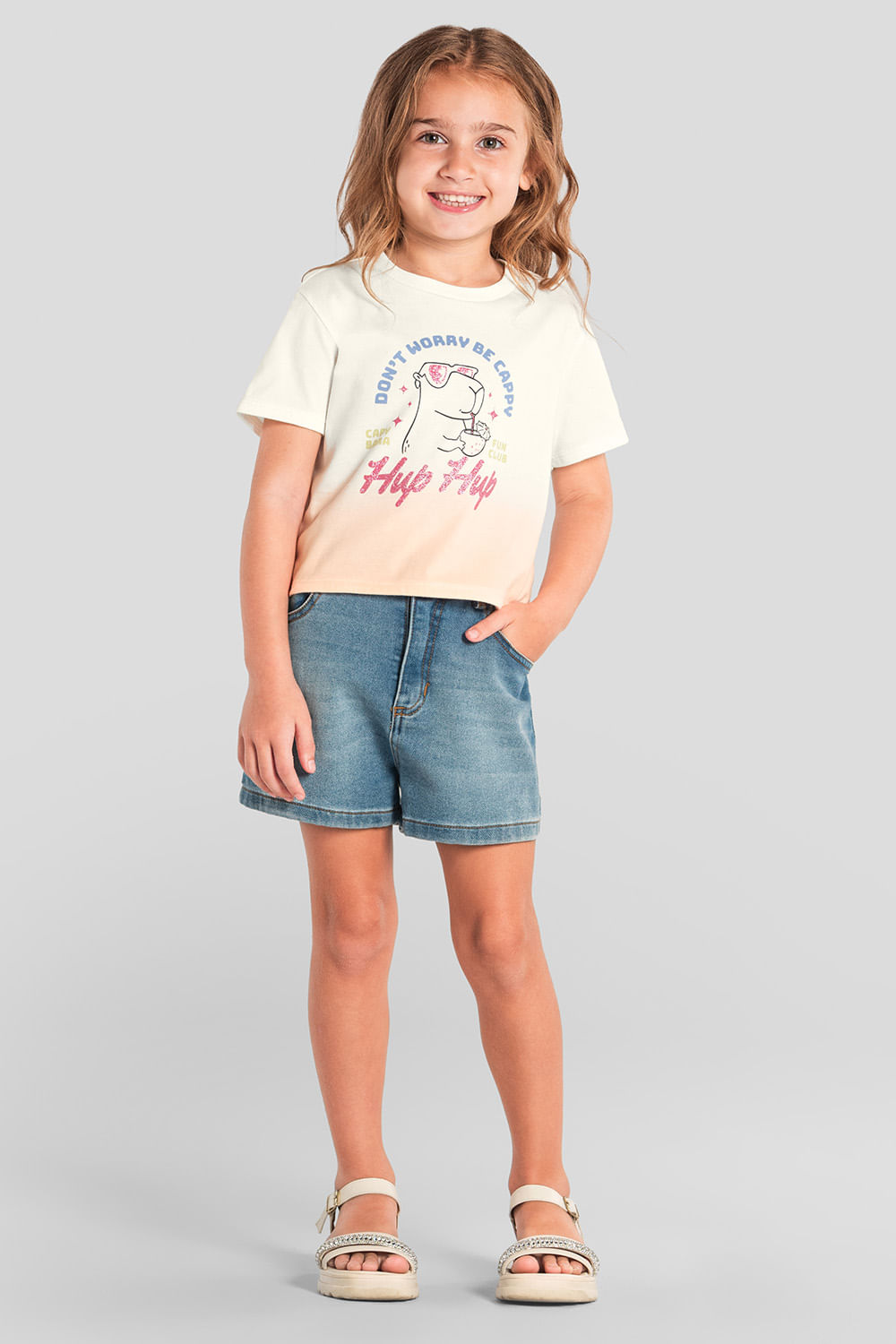 Blusa infantil menina brilhante de capivara Brandili