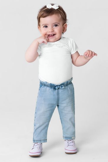 Calça Clochard Jeans Infantil Menina Mundi Calça clochard jeans bebê menina Mundi - G