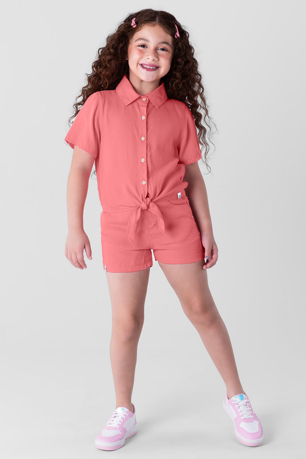 Camisa Cropped Em Jeans Leve Infantil Menina Brandili