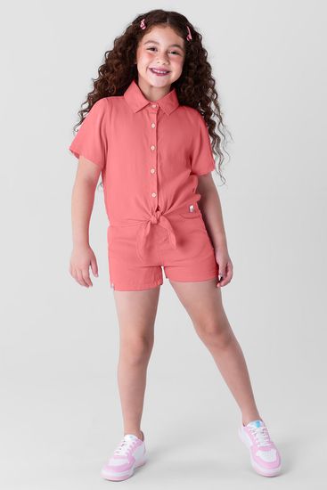 Camisa cropped em jeans leve infantil menina Brandili - 10