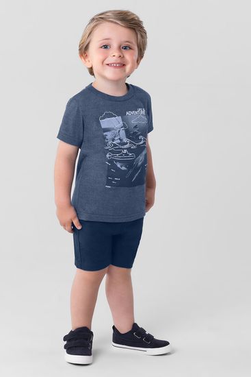 Camiseta infantil menino em malha mercla Mundi - 1